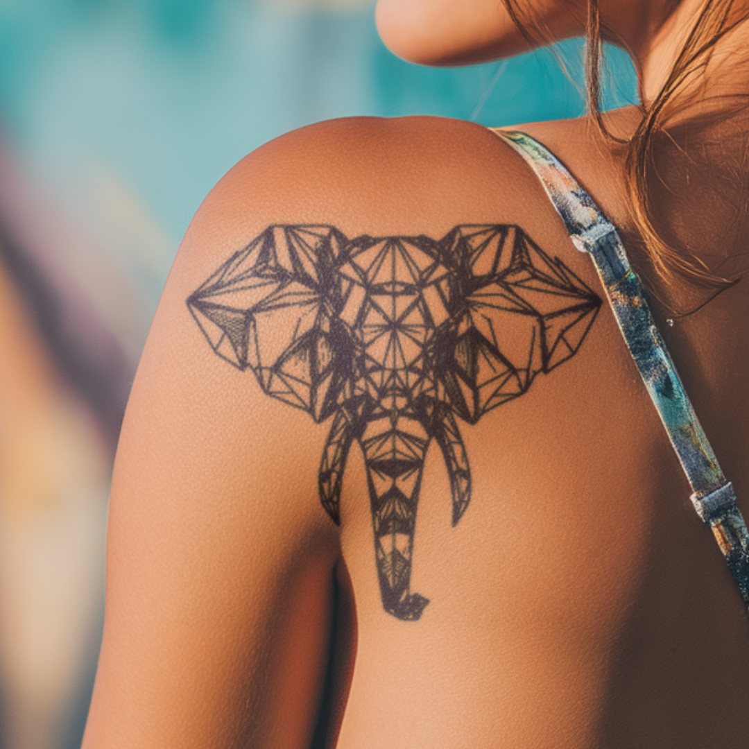 Geometrischer Elefant Tattoo