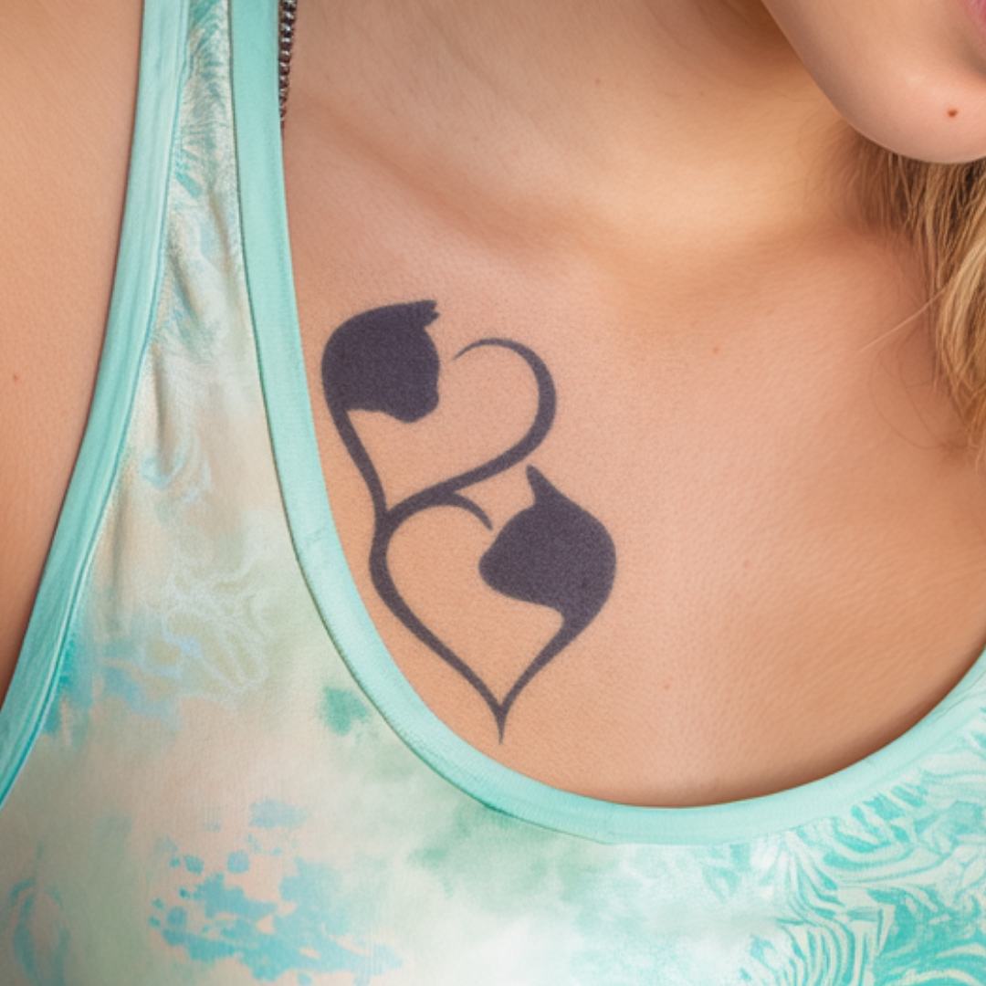 Twisted Cat Love Tattoo