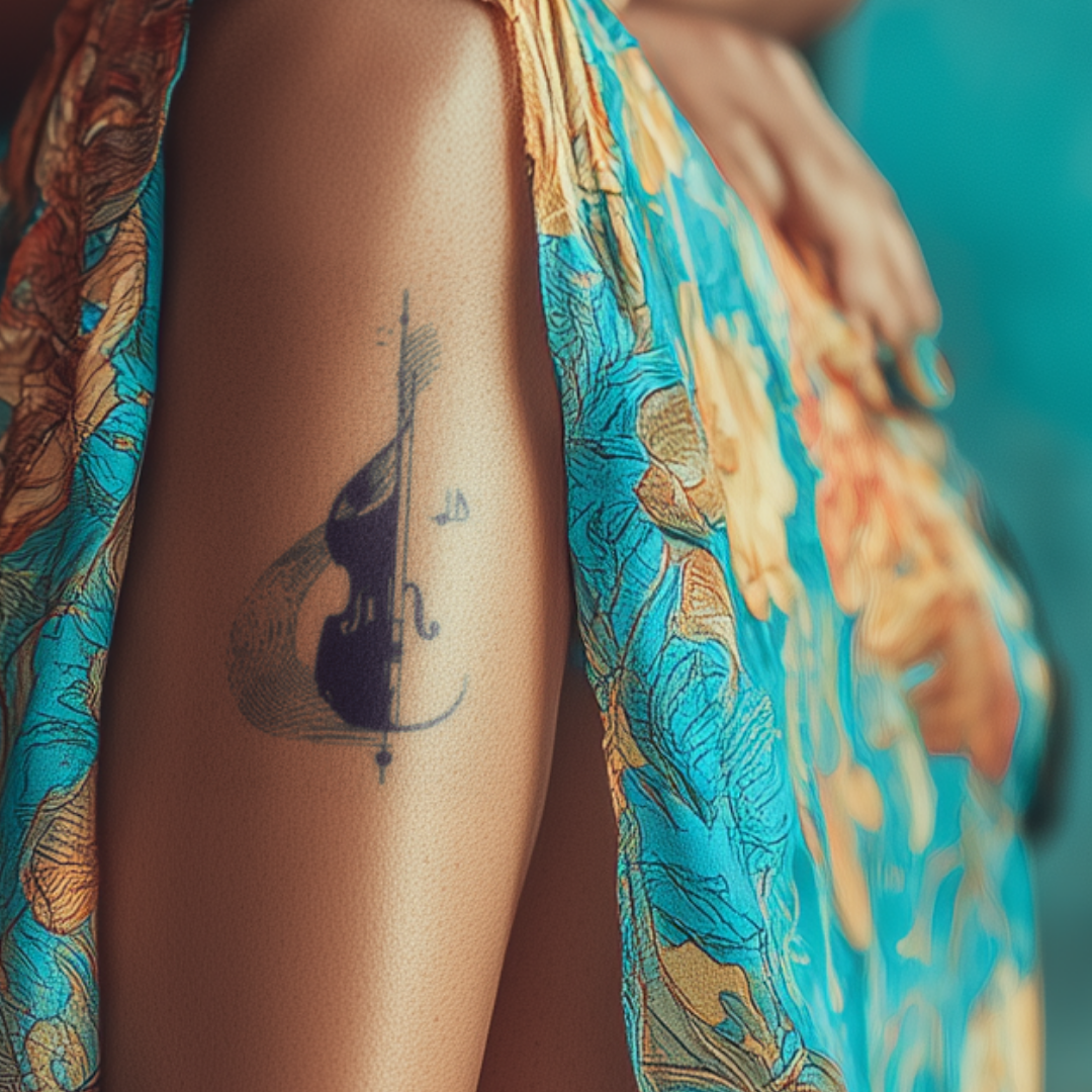 Cello Black White Tattoo