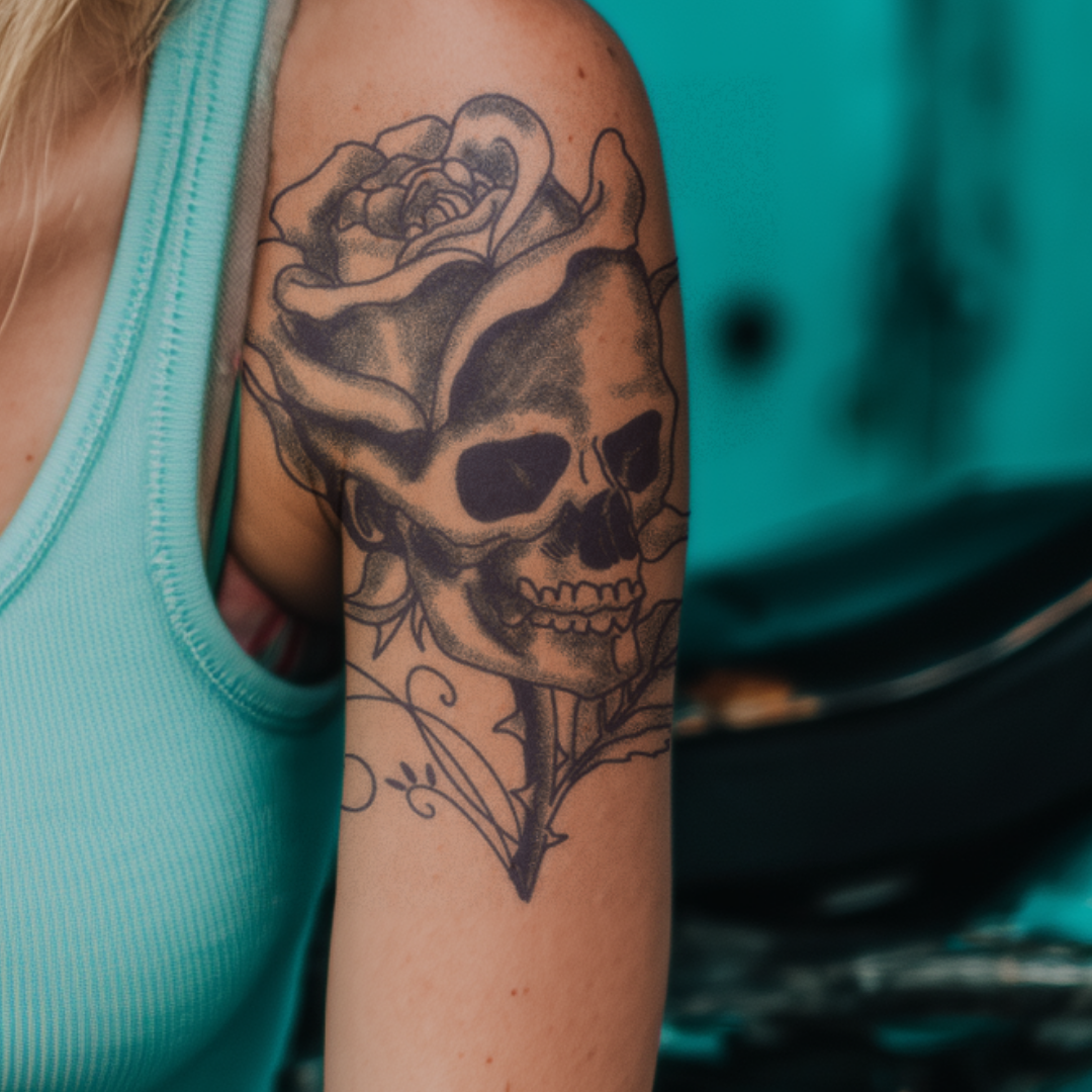 Rosenschädel Tattoo