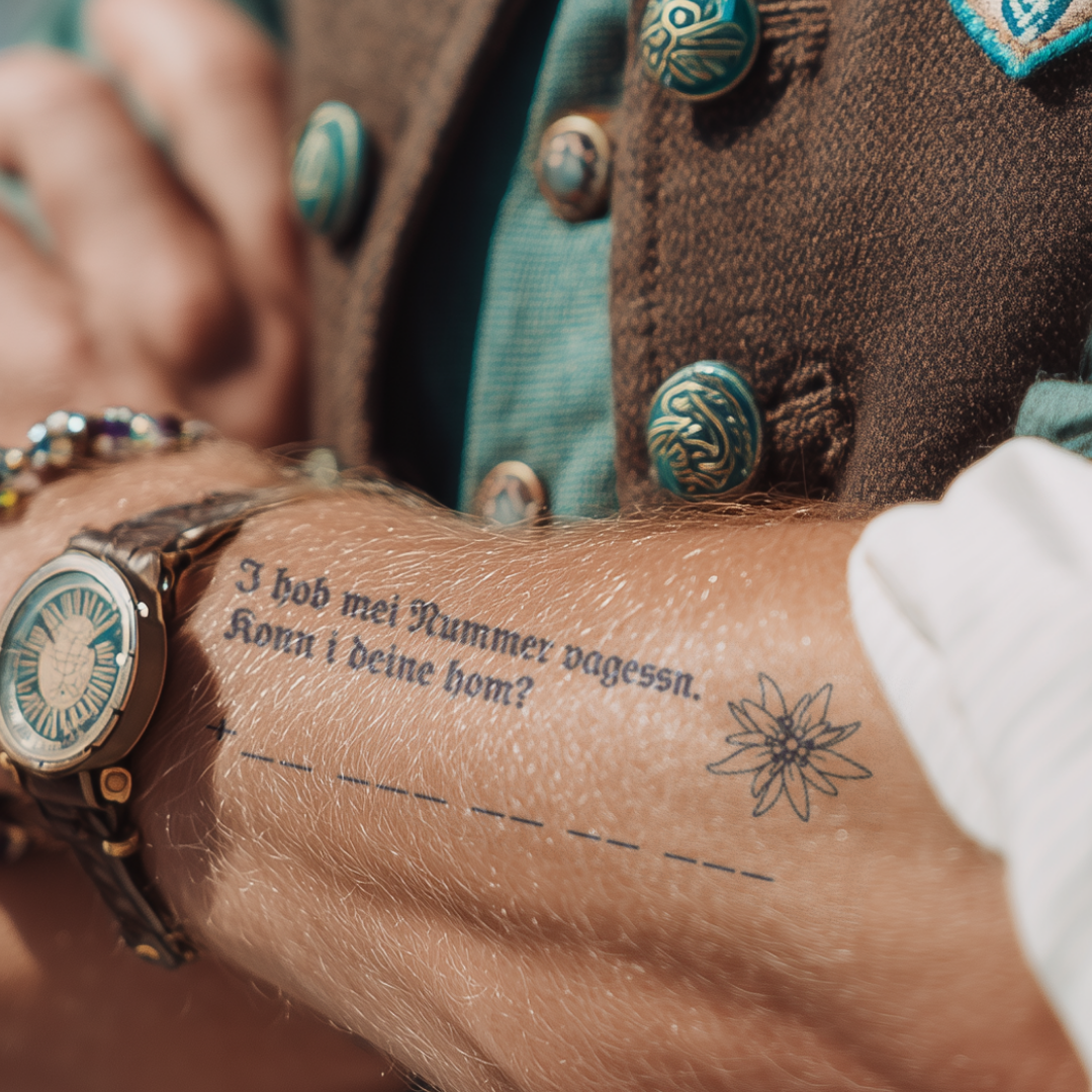 I hob mei Nummer vagessn. Konn i deine hom? Tattoo