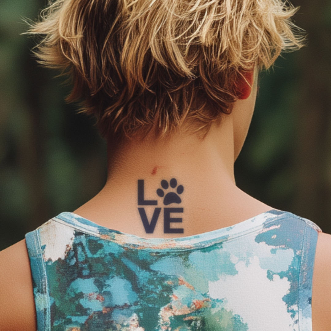 Love small Paw Tattoo